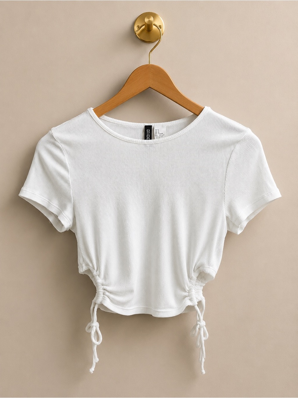H&M Divided White Ribbed Side-Tie Crop Top Women’s Large